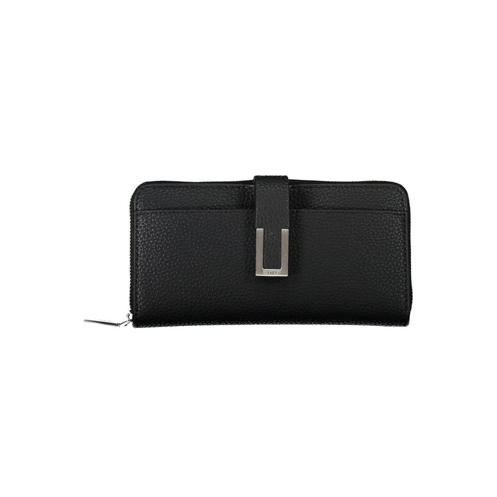 Calvin Klein - Minimalist Textured Zip-Around Wallet with Snap Detail - Black Calvin Klein