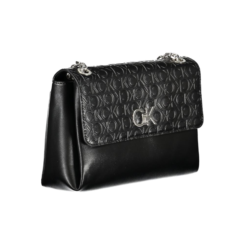 Calvin Klein - Sleek Embossed Logo Chain Shoulder Bag - Black Calvin Klein