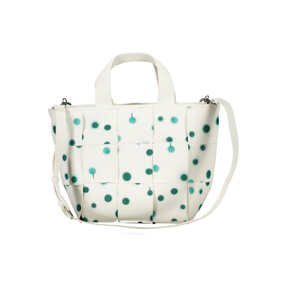 Desigual - Playful Woven Polka Dot Tote Bag with Chain Strap - White Green Desigual
