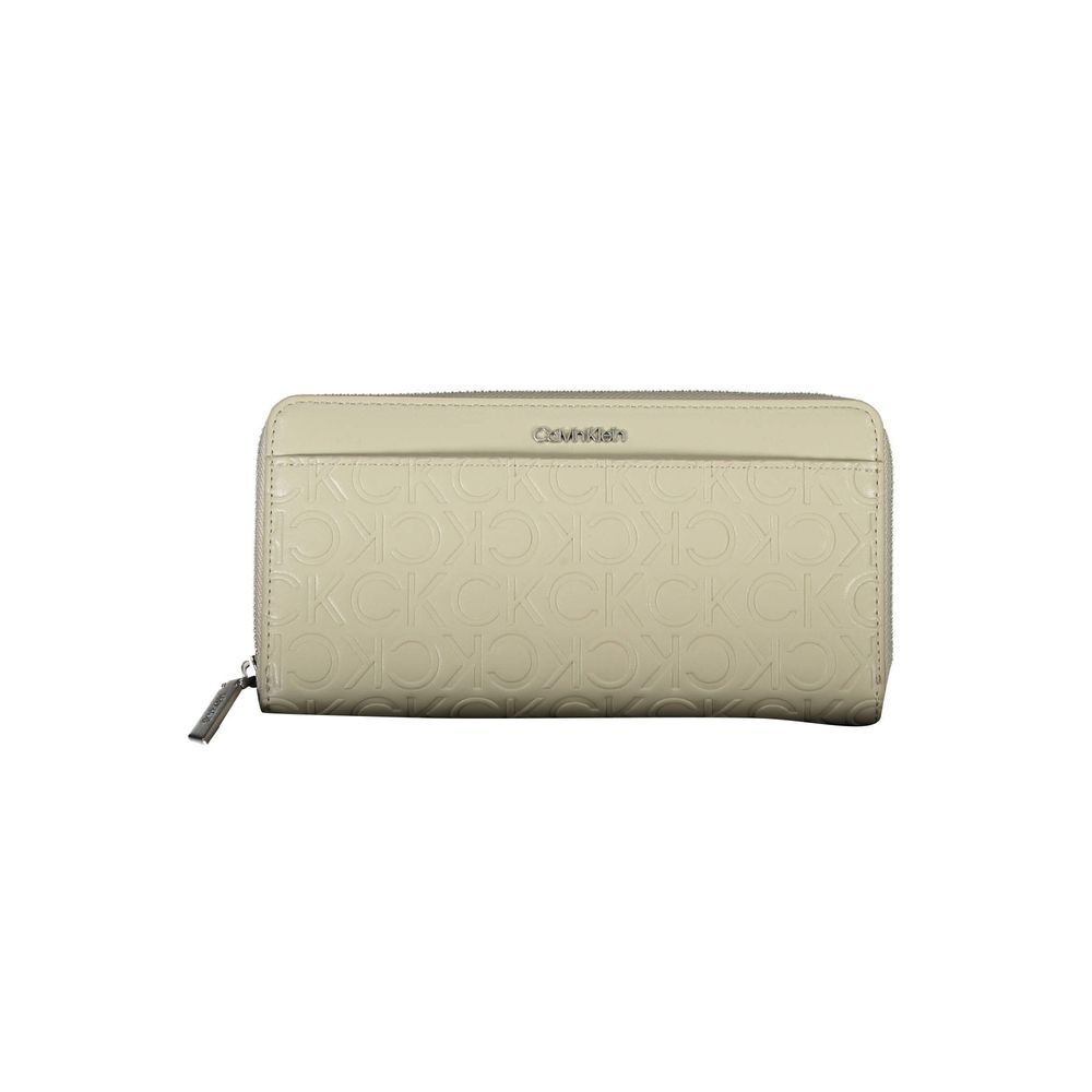 Calvin Klein - Sleek Embossed Logo Zip Wallet - Beige Calvin Klein