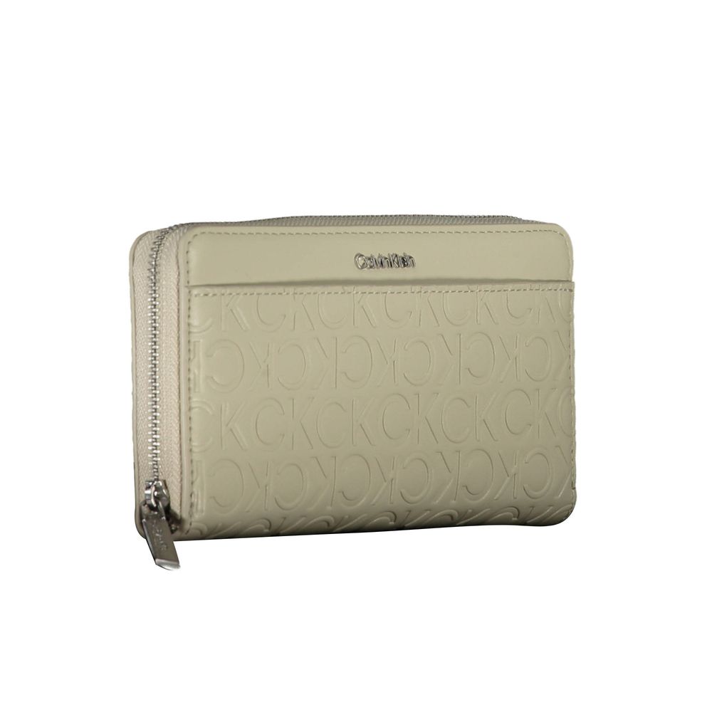 Calvin Klein - Sleek Embossed Logo Zip Wallet - Beige Calvin Klein