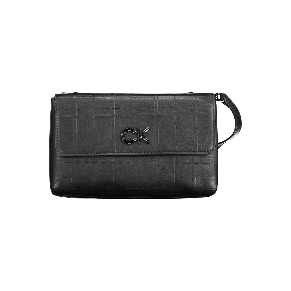 Calvin Klein - Sophisticated Textured Flap Shoulder Bag with Adjustable Strap - Black Calvin Klein