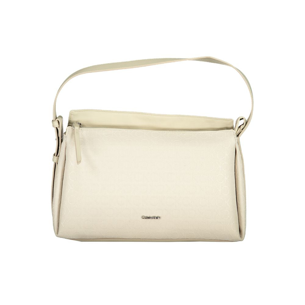 Calvin Klein - Structured Logo Shoulder Bag - Beige Calvin Klein