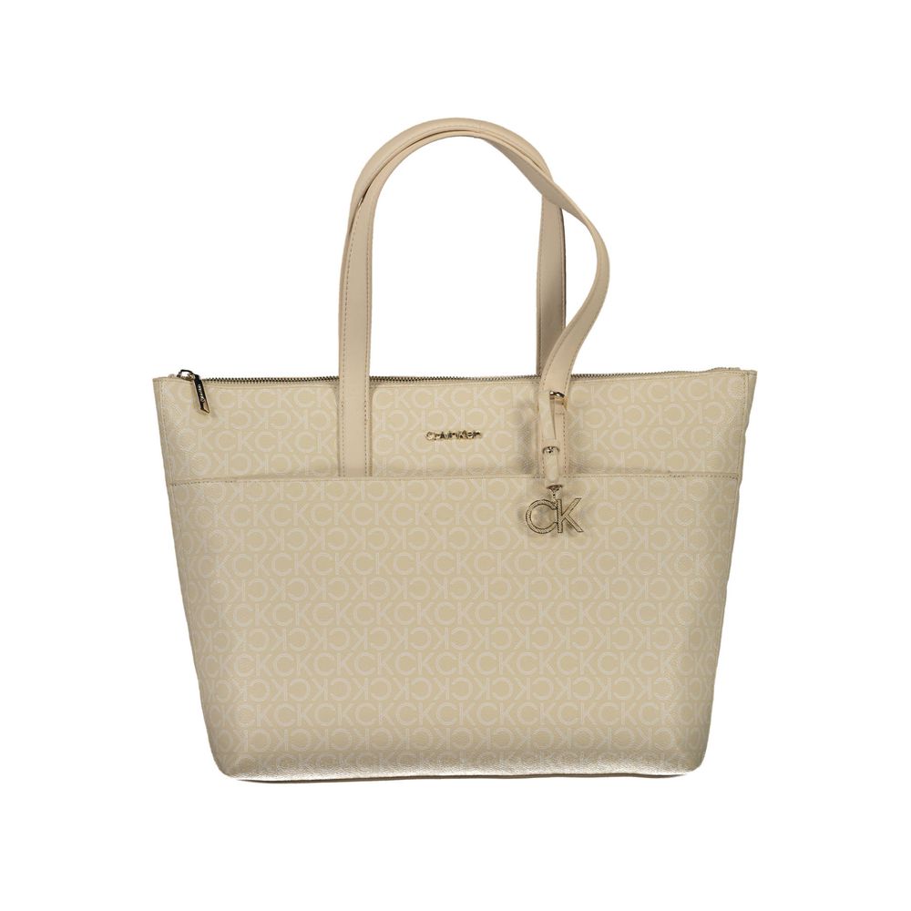 Desigual - Polished Monogram Logo Tote Bag - Beige Desigual