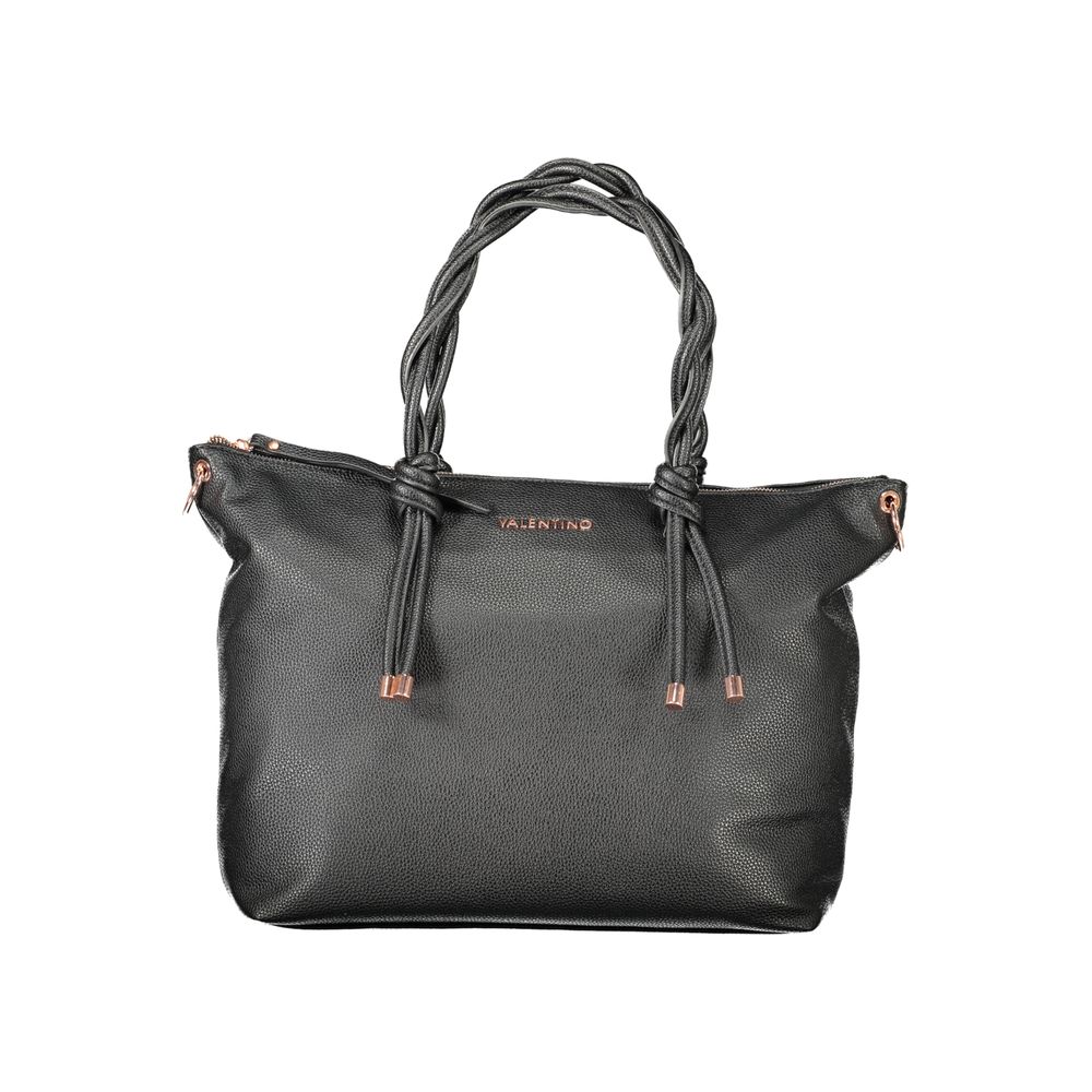 Valentino - Sophisticated Braided Handle Polyethylene Tote Bag - Black Mario Valentino