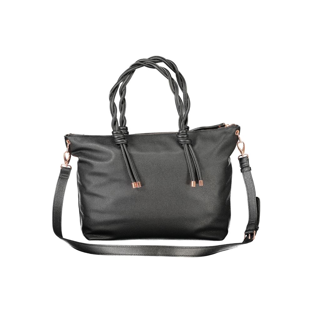 Valentino - Sophisticated Braided Handle Polyethylene Tote Bag - Black Mario Valentino