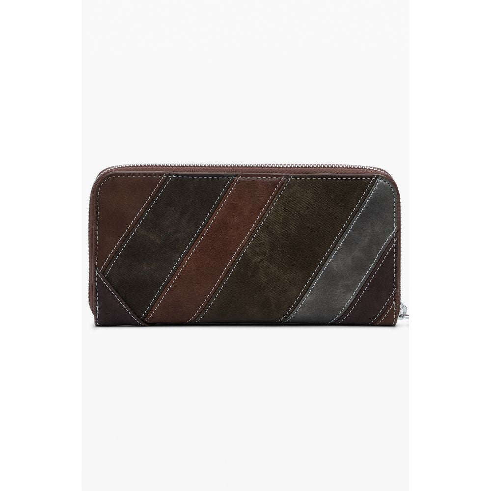 Desigual - Bold Patchwork Geometric Zip Wallet - Brown Desigual