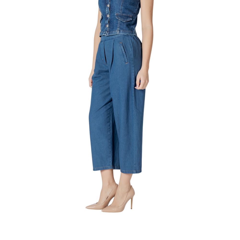 ICHI - Modern High-Rise Balloon Leg Cropped Jeans - Blue ICHI