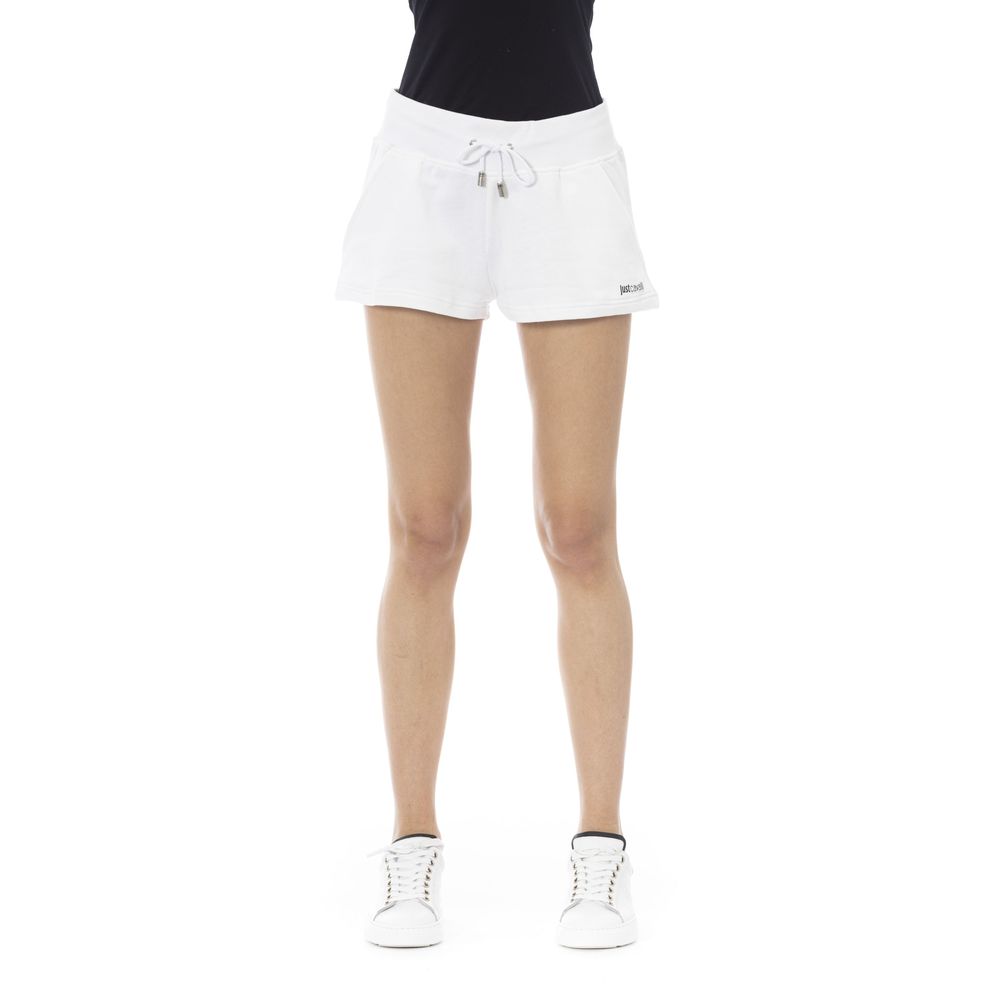 Just Cavalli - Relaxed Cotton Sweat Shorts with Logo Detail - White Just Cavalli