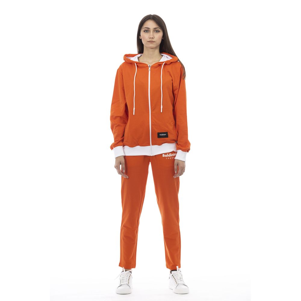 Baldinini Trend - Vibrant Orange Cotton Zip-Up Hoodie & Jogger Set - Orange Baldinini Trend