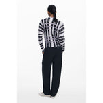 Desigual - Bold Geometric Ribbed Cropped Sweater - White Multi Desigual