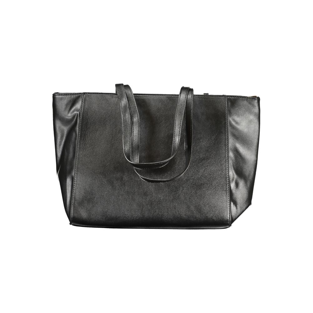 Laura Biagiotti - Sophisticated Structured PVC Tote Bag with Chain Detail - Black Laura Biagiotti