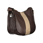 Laura Biagiotti - Sophisticated Textured PVC Shoulder Bag With Contrast Panel - Brown Laura Biagiotti
