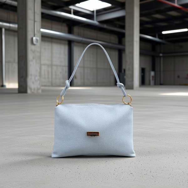 Baldinini Trend - Sleek Blue Cowhide Clutch Bag With Gold Hardware - Blue Baldinini Trend