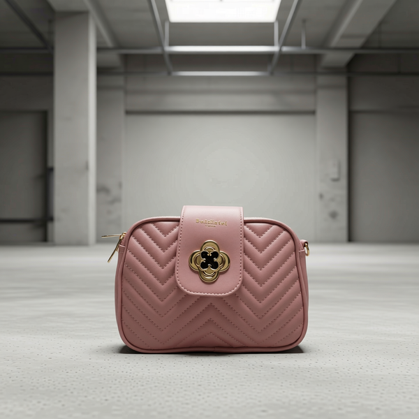 Baldinini Trend - Elegant Quilted Chevron Crossbody Bag - Pink Baldinini Trend